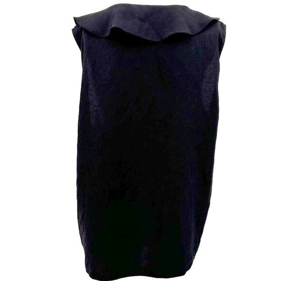 Halston Sleeveless V-Neck Ruffle Front Pullover Top Size Small in Black NWT - Picture 2 of 4